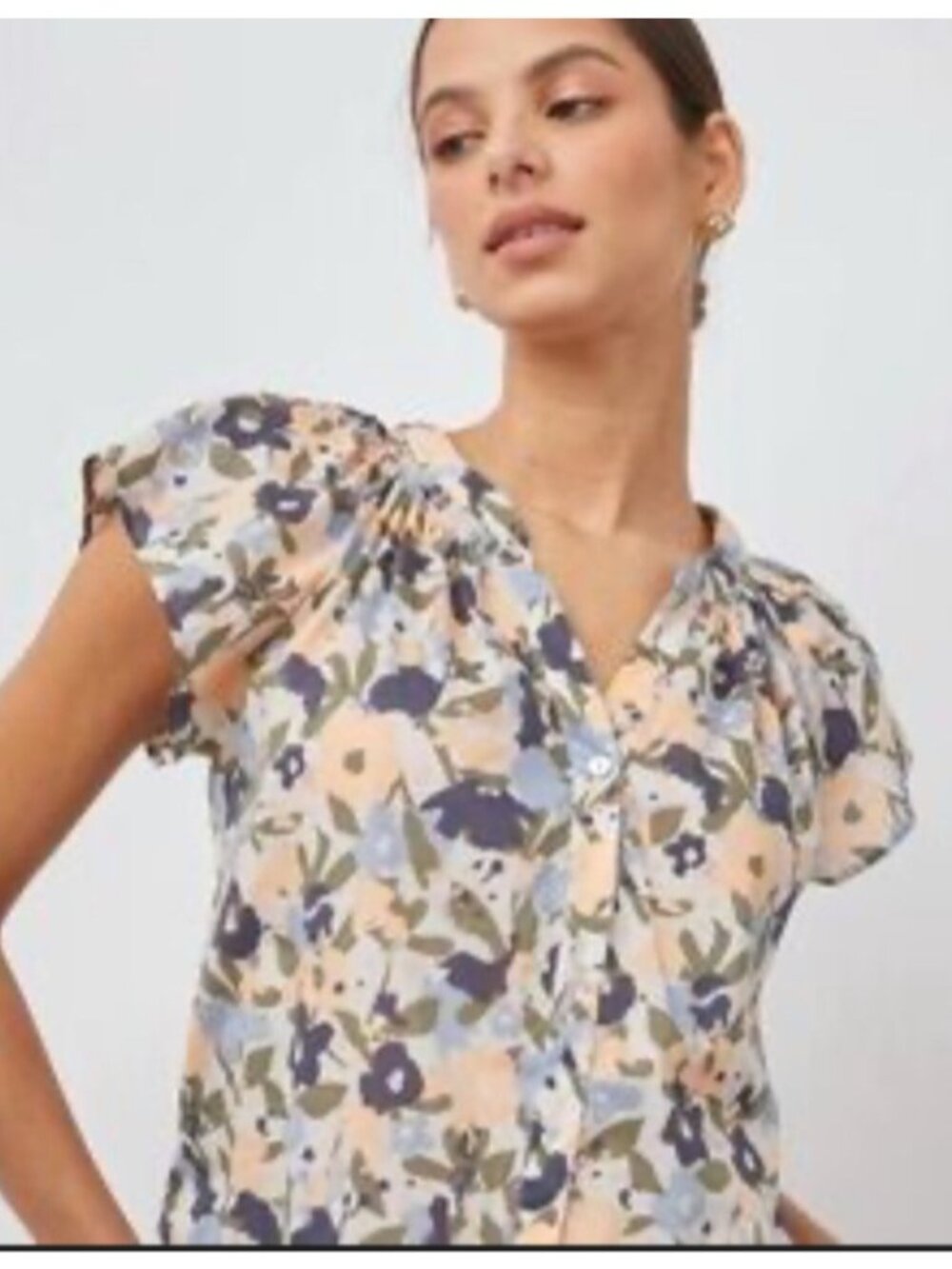 Rails ALENA Floral Flutter Sleeve Blouse Size Small